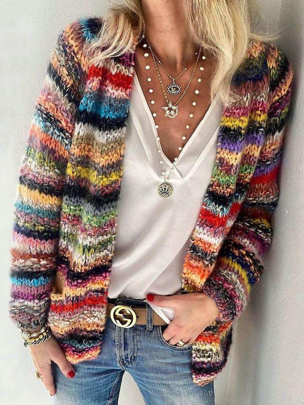 Casaco Fino de Malha Cardigan